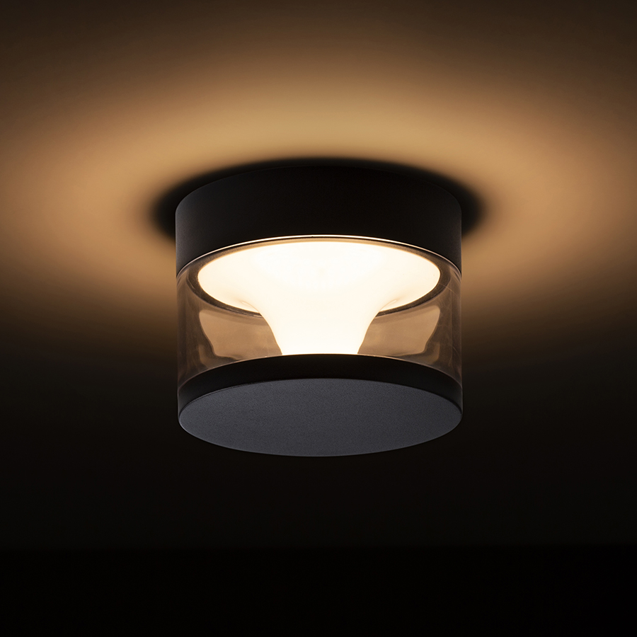 Lumina LED de exterior montată pe suprafață, cu emisie de lumină moale, care se intinde uniform in, BRENDA montat pe suprafață negru 230V 9W IP65 3000K