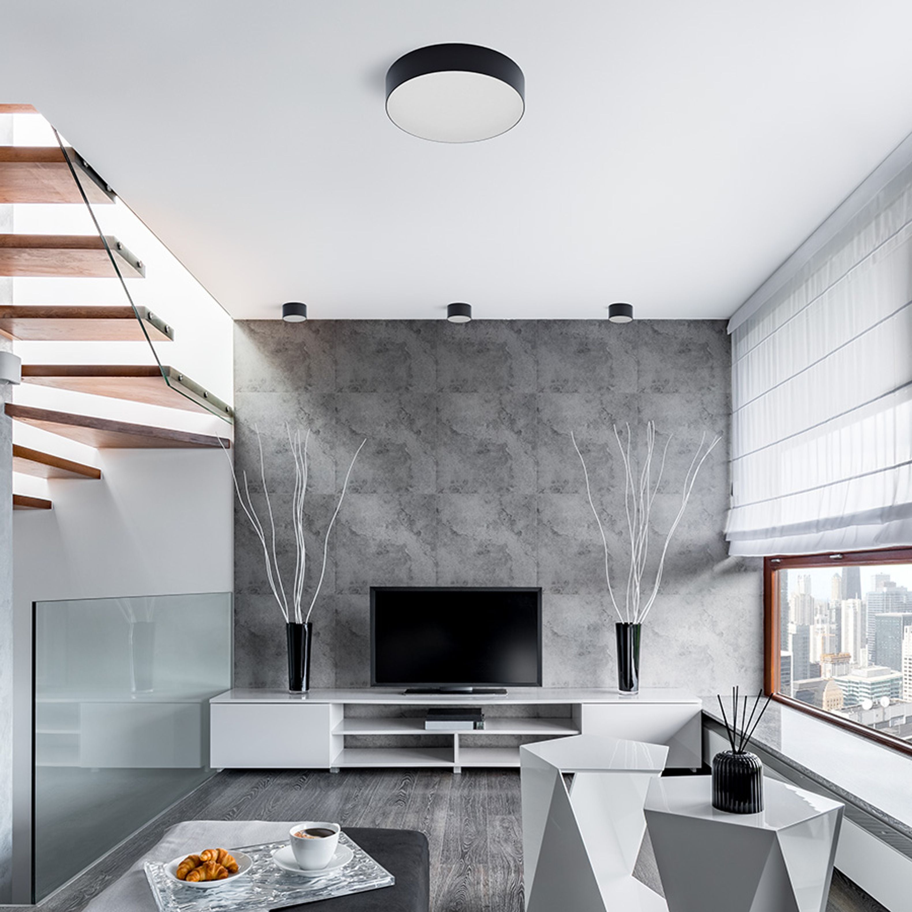 Plafoniera cu LED incorporat si un cadru minimalist, LARISA R 30 de tavan negru 230V 30W 3000K 4000K 6500K
