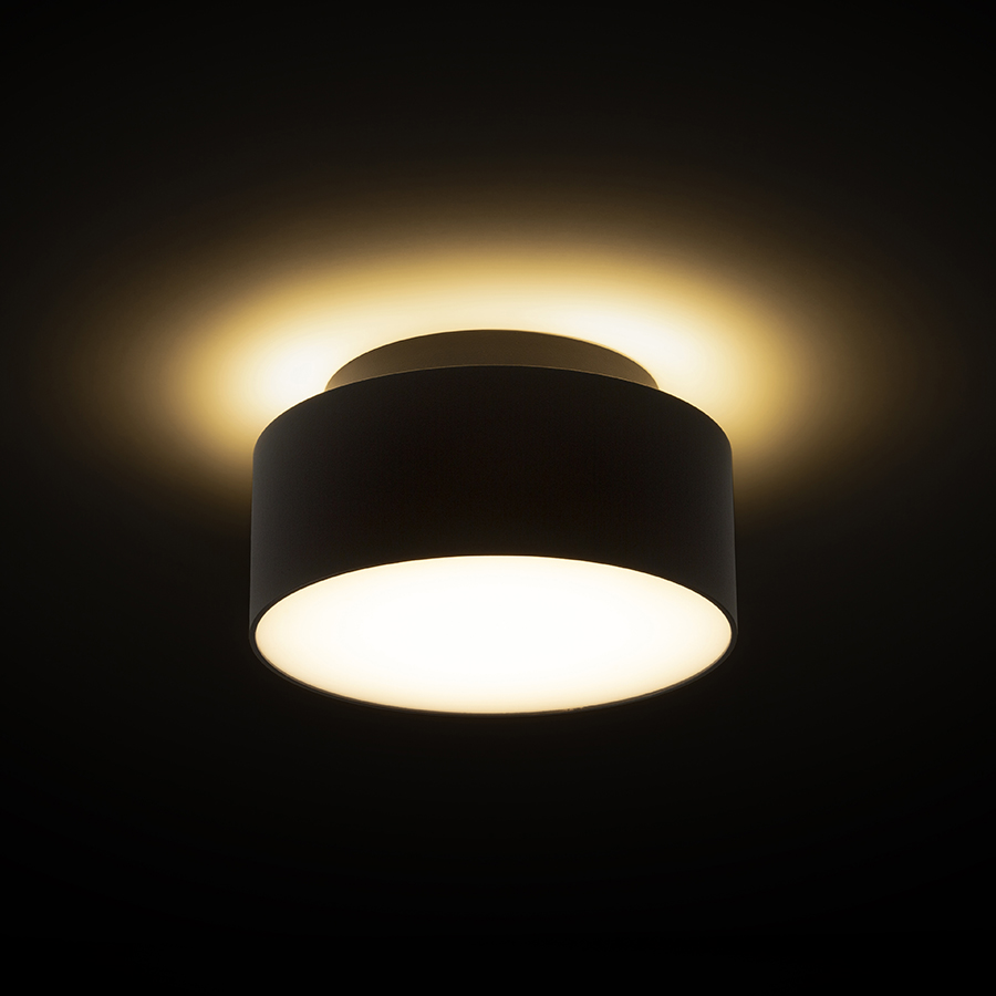 Corp de iluminat LED de suprafata, cu iluminare indirecta pe tavan si cadru metalic, MARLENE 14 montat pe suprafață negru 230V 18+6W 3000K