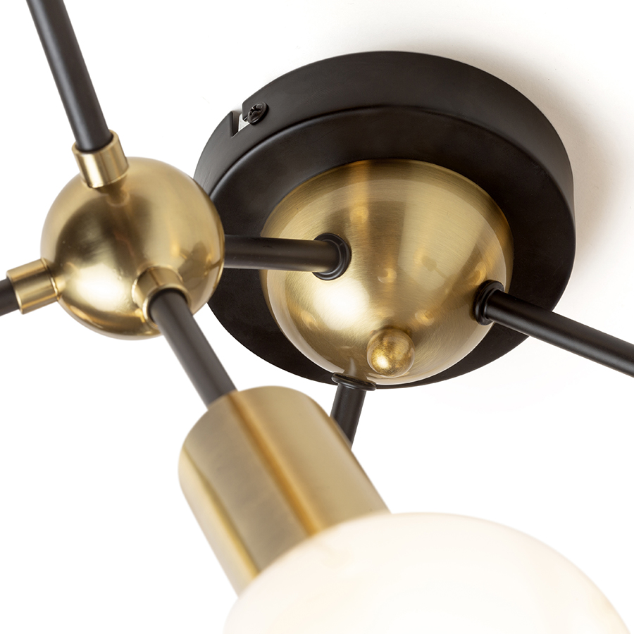 Plafonieră de designer cu capace decorative de soclu din alamă, ARTEMIA 9 de tavan negru pieptănat 230V LED E27 9x15W