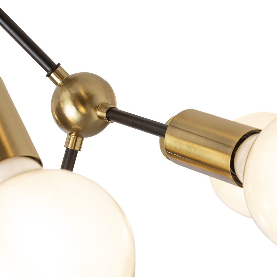 Plafonieră de designer cu capace decorative de soclu din alamă, ARTEMIA 9 de tavan negru pieptănat 230V LED E27 9x15W
