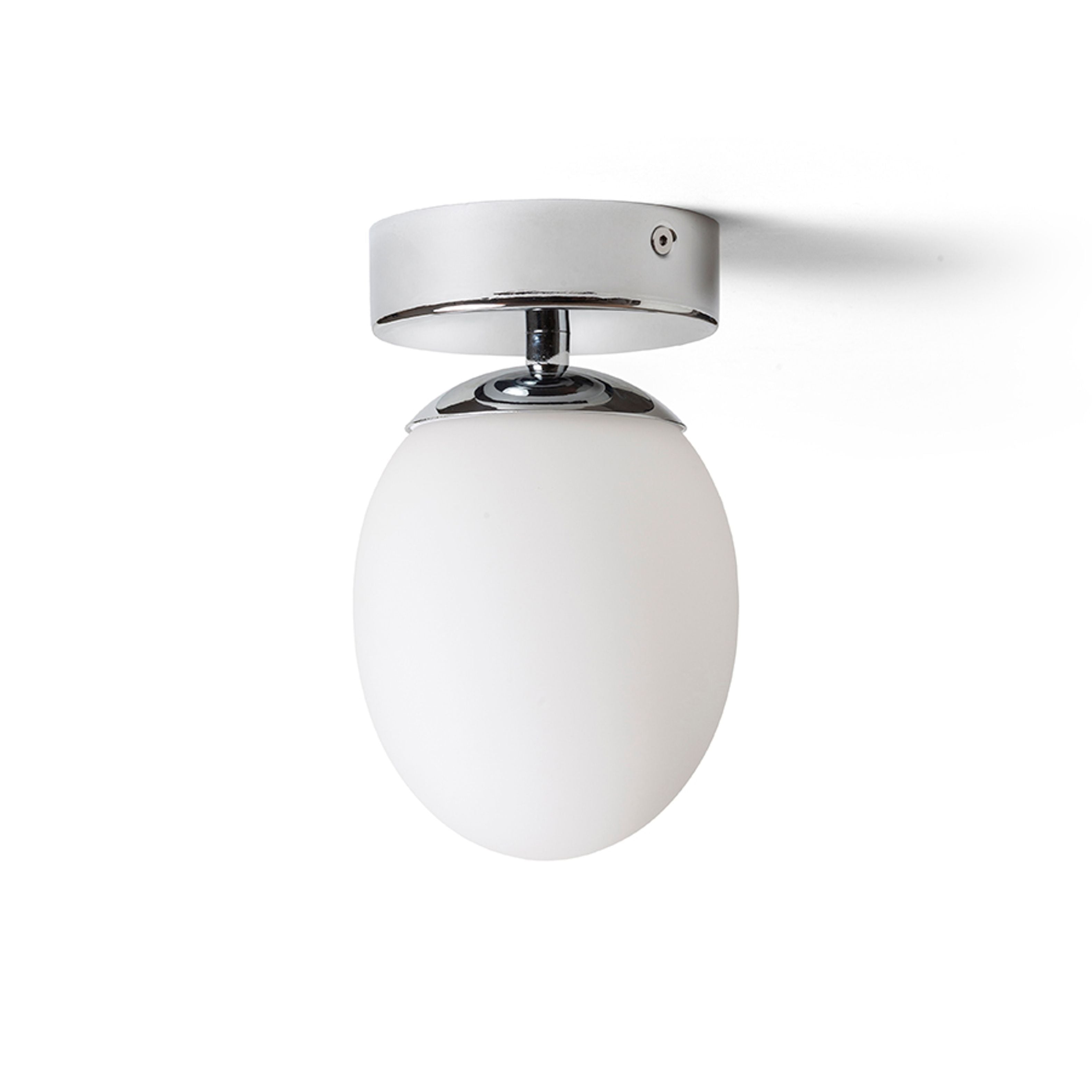 Plafoniera ovală din sticlă pe o bază cromată, MERINGUE 11 de tavan opal/crom 230V LED G9 9W IP44