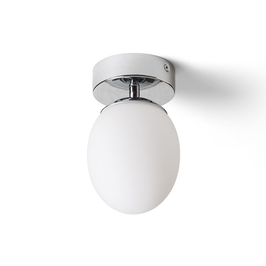 Plafoniera ovală din sticlă pe o bază cromată, MERINGUE 11 de tavan opal/crom 230V LED G9 9W IP44