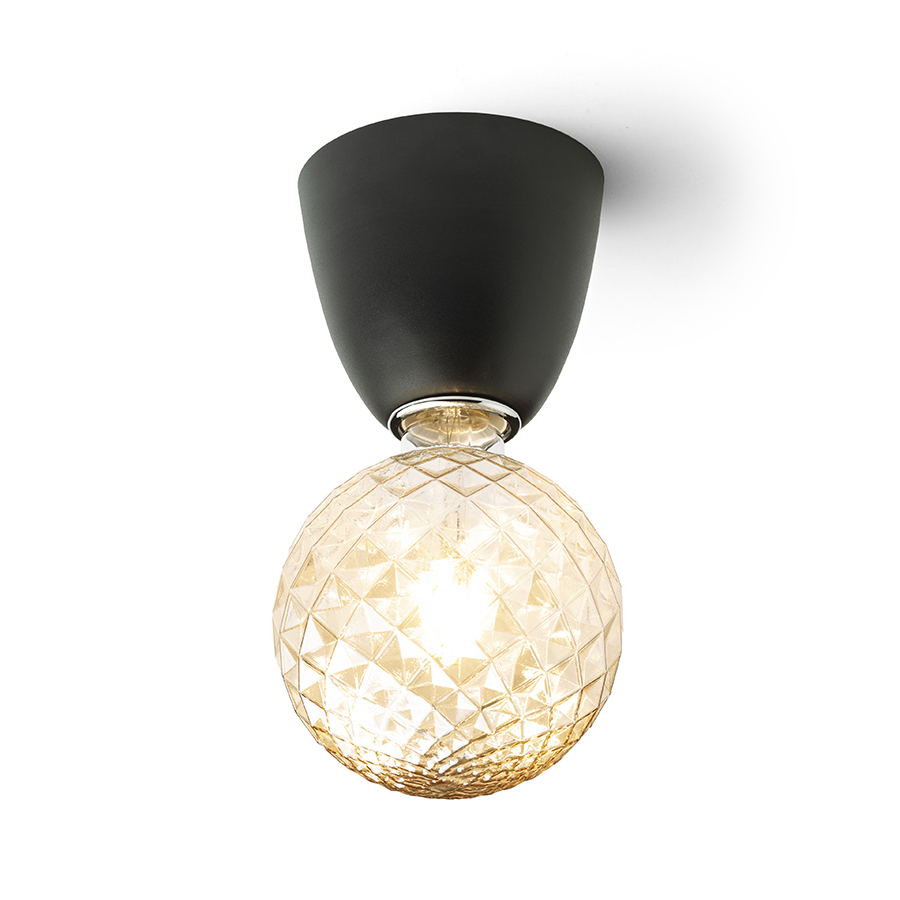 Lumina metalica de tavan sau de perete potrivita pentru surse de lumina LED decorative cu baza E27, REACH de negru 230V 11W