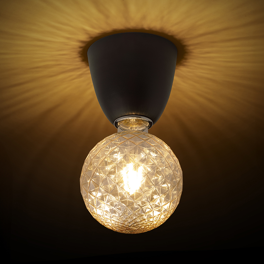 Lumina metalica de tavan sau de perete potrivita pentru surse de lumina LED decorative cu baza E27, REACH de negru 230V 11W