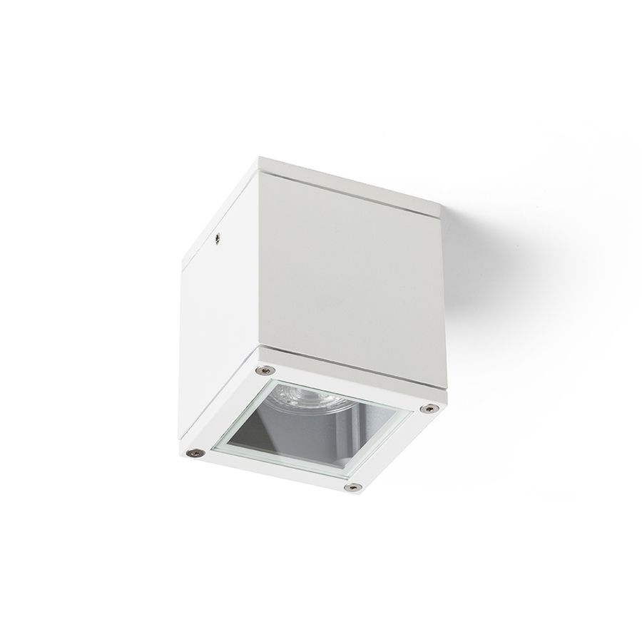 Plafoniera unghiulara exterioara cu mufa GU10 pentru surse de lumina LED, KEIG de tavan alb 230V 35W IP65