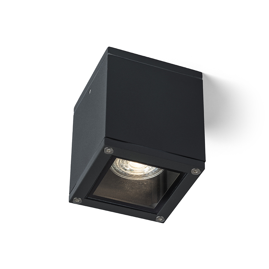 Plafoniera unghiulara exterioara cu mufa GU10 pentru surse de lumina LED, KEIG de tavan negru 230V 8W IP65