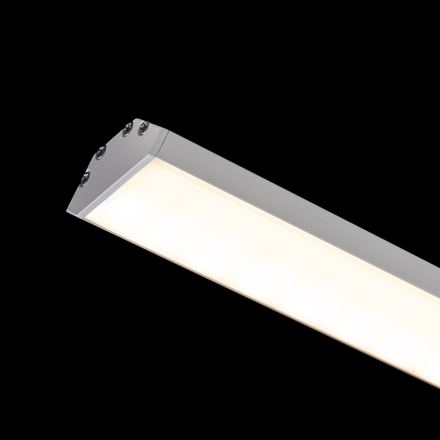 Un profil de aluminiu de colt pentru pozitionarea benzilor LED adecvate, LED PROFILE J montat pe suprafață 1m alb acrilică mată/aluminiu