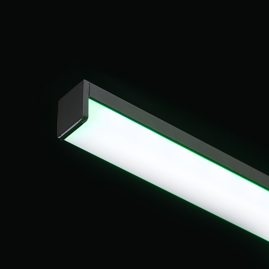 Un profil de aluminiu montat pe suprafată pentru pozitionarea unei benzi LED adecvat Livrat cu, LED PROFILE H pe suprafață 1m negru acrilică mată/aluminiu