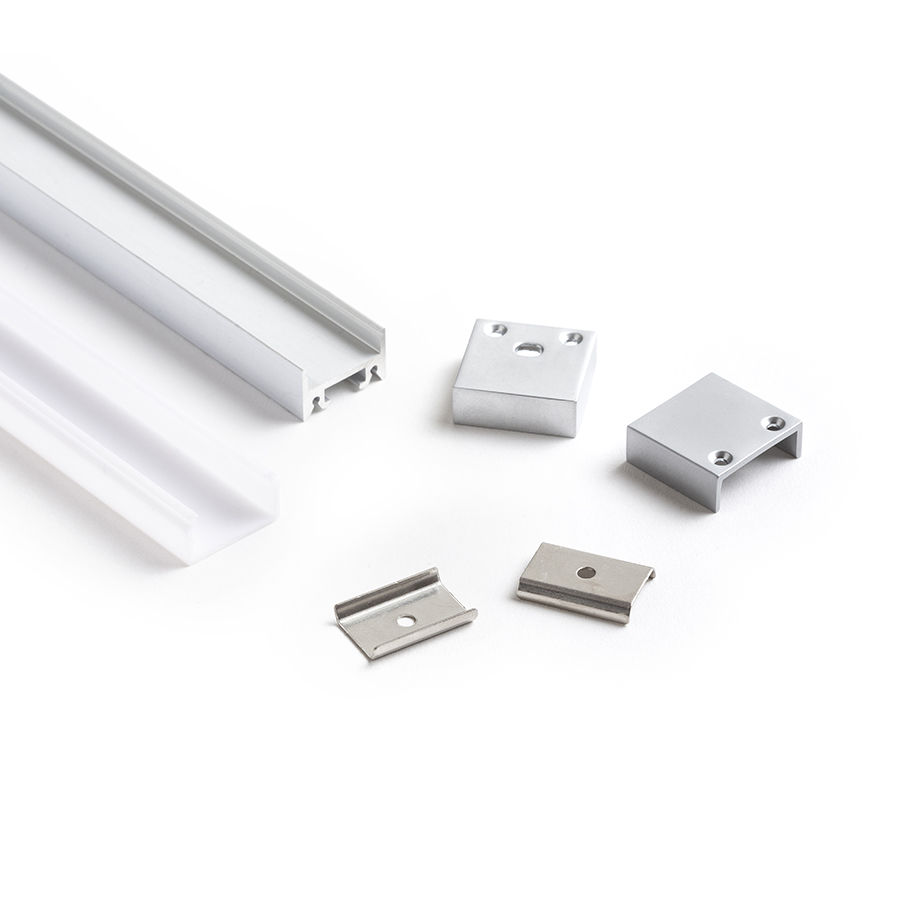 Profil din aluminiu pentru utilizare cu banda LED adecvată, LED PROFILE D montat la suprafata 1m aluminiu/acrilic mat
