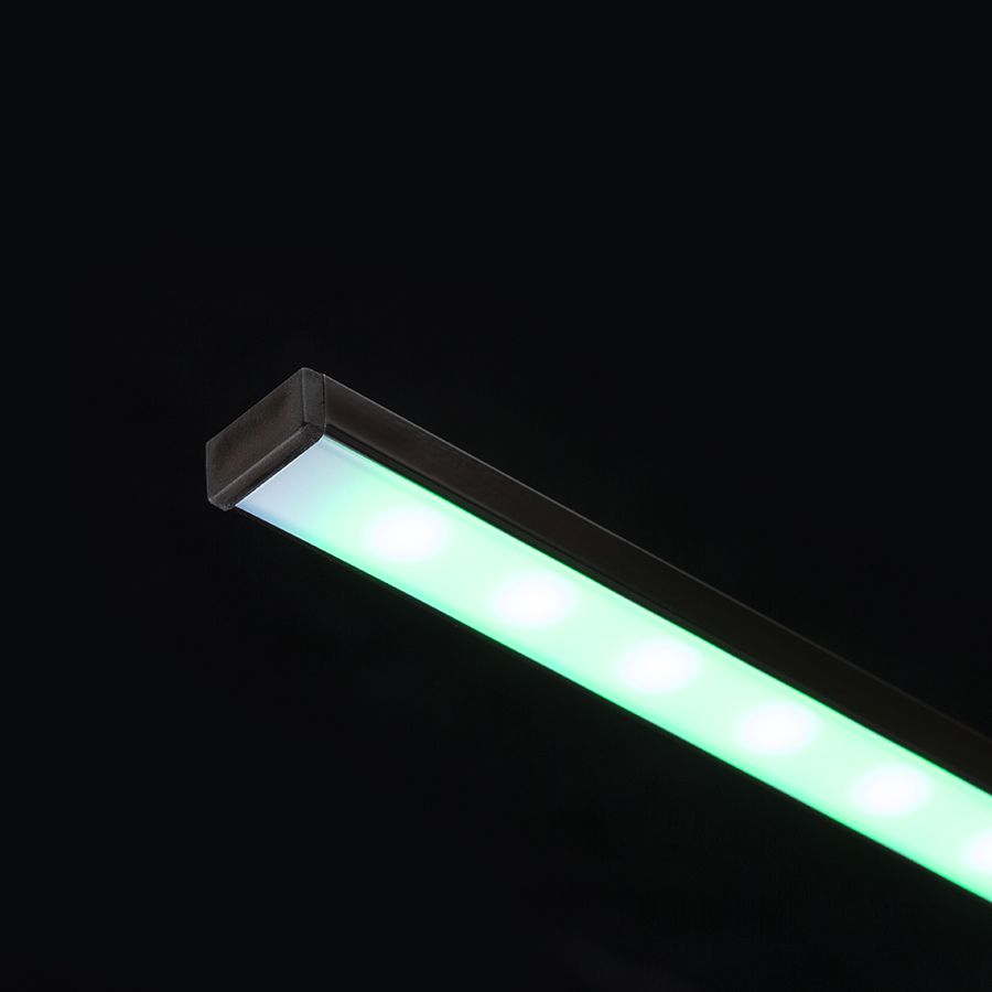 Un profil de aluminiu montat pe suprafata pentru pozitionarea unei benzi LED potrivite, LED PROFILE G pe suprafață 1m negru acrilică mată/aluminiu
