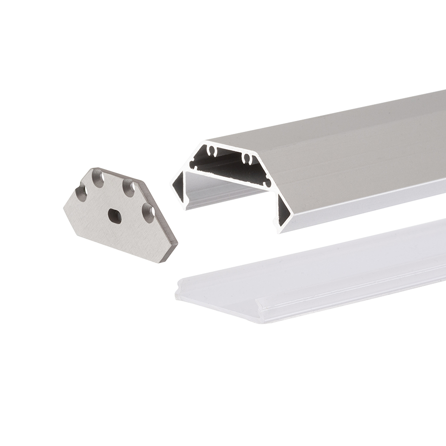 Un profil de aluminiu de colt pentru pozitionarea benzilor LED adecvate, LED PROFILE J montat pe suprafață 1m anodizat/acrilică mată