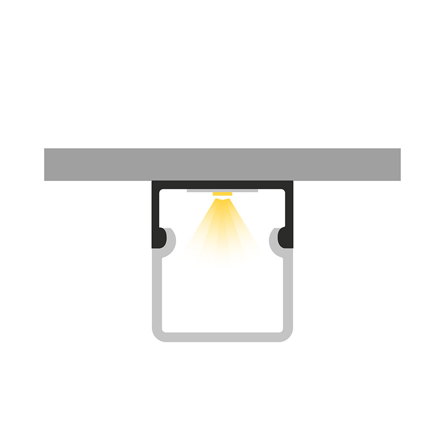 Un profil de aluminiu montat pe suprafată pentru pozitionarea unei benzi LED adecvat Livrat cu, LED PROFILE H pe suprafață 1m alb acrilică mată/aluminiu