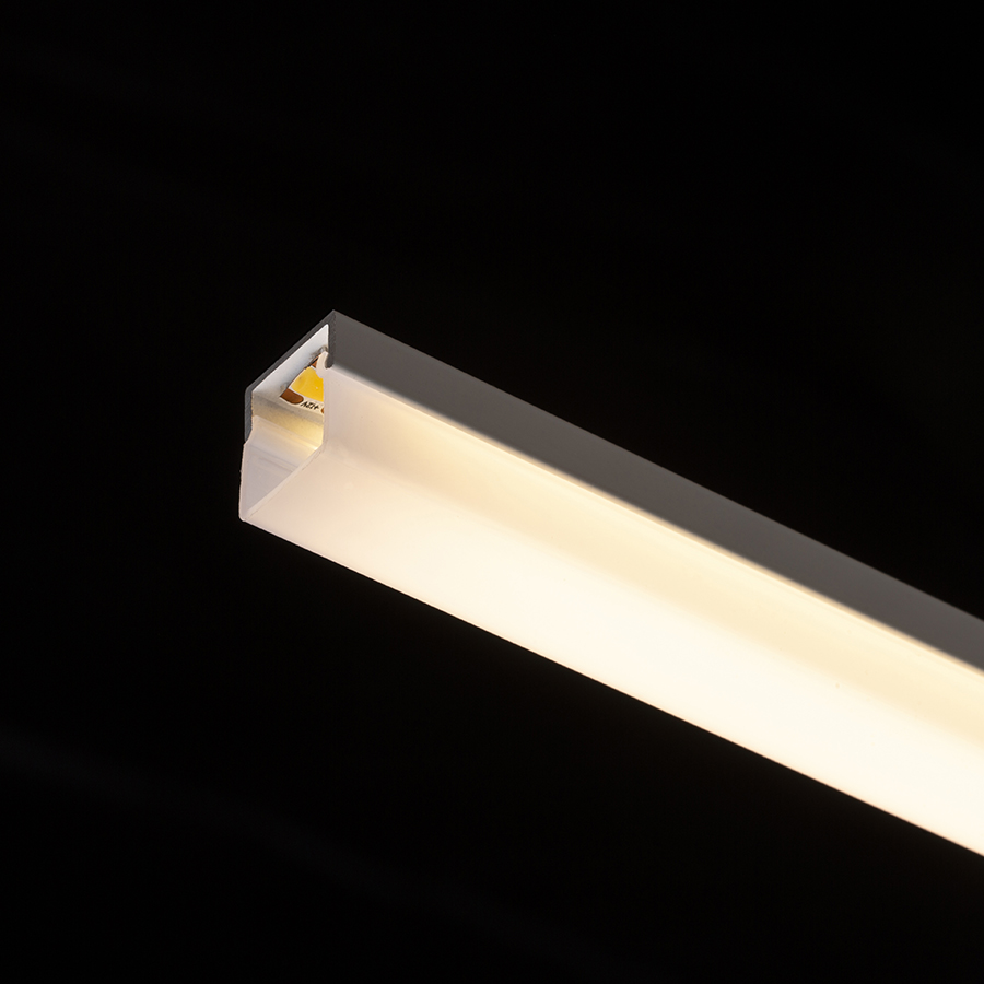 Un profil de aluminiu montat pe suprafată pentru pozitionarea unei benzi LED adecvat Livrat cu, LED PROFILE H pe suprafață 1m alb acrilică mată/aluminiu