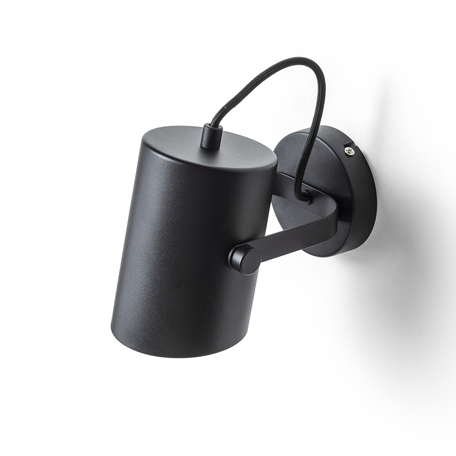 Proiector masiv cu o priză E27 destinat surselor de lumină direcționale, HAREN montat pe suprafață negru 230V LED 15W