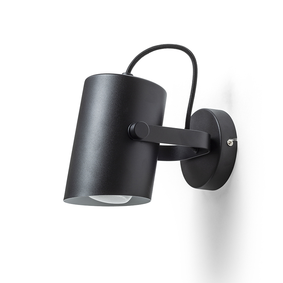 Proiector masiv cu o priză E27 destinat surselor de lumină direcționale, HAREN montat pe suprafață negru 230V LED 15W