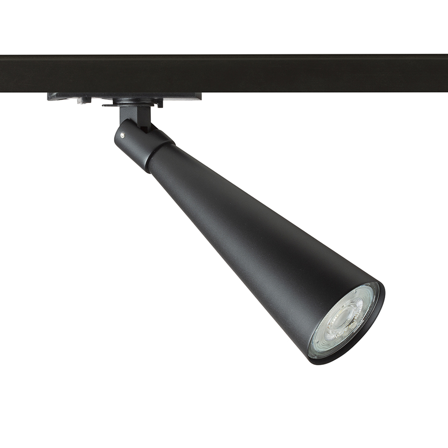 Reflector conic cu priza GU10 pentru șine cu 1 circuit, ALEXIS șină cu 1 negru 230V LED 5W