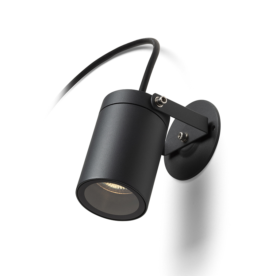 Reflector exterior din aluminiu pe bază metalică circulară pentru bec LED cu soclu GU10, NAVONA montat pe suprafață antracit 230V 8W IP65