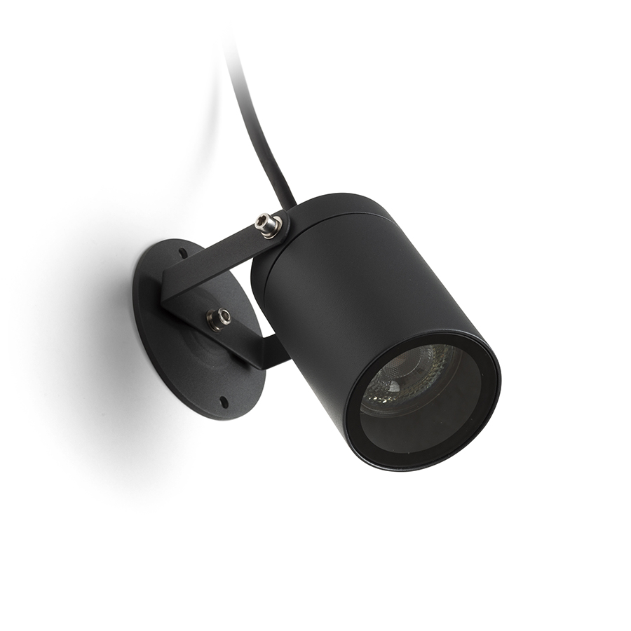 Reflector exterior din aluminiu pe bază metalică circulară pentru bec LED cu soclu GU10, NAVONA montat pe suprafață antracit 230V 8W IP65