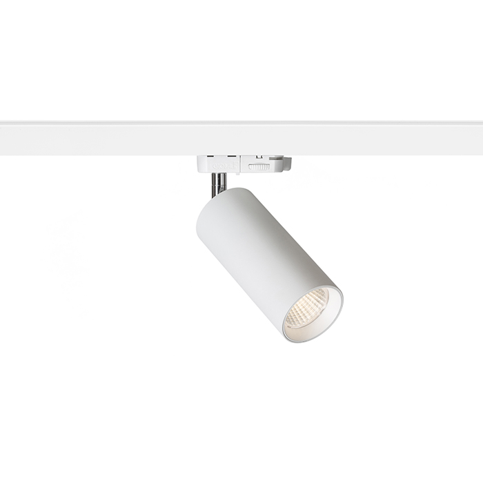 Reflector LED cilindric pentru șină cu 3-circuite, MAVRO cu alb 230V 12W 38° 3000K