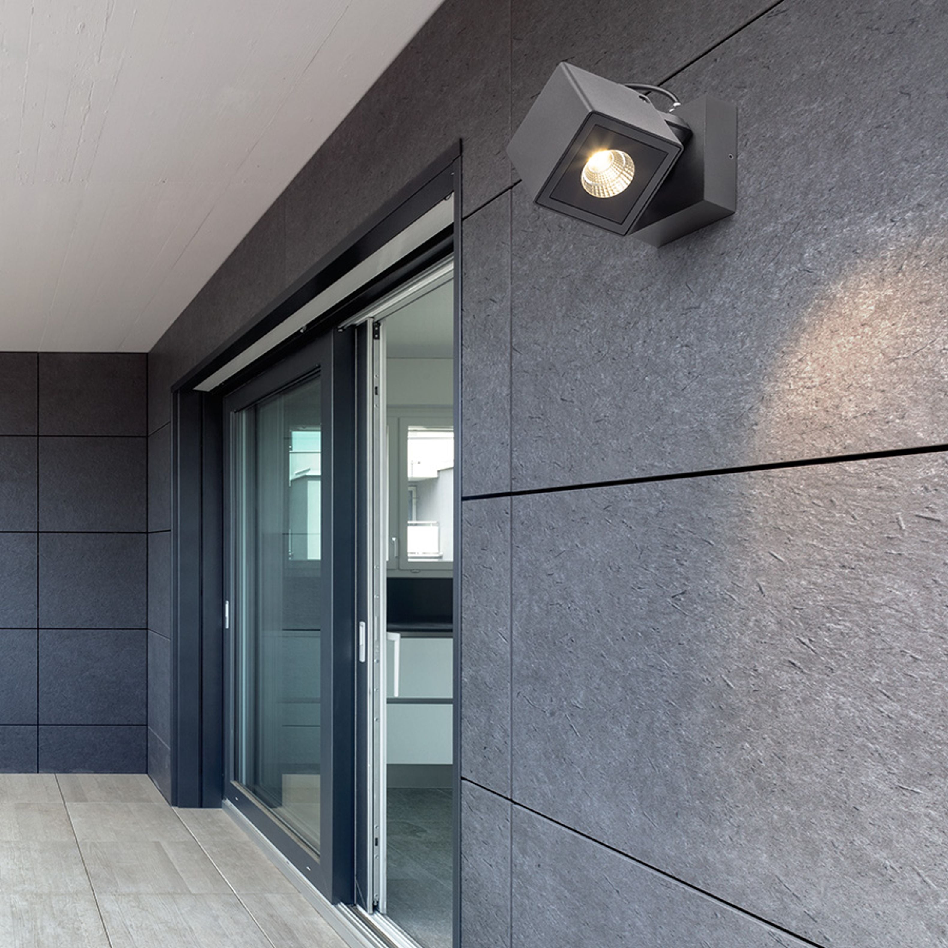 Reflector LED diode cubic exterior pentru montare pe perete, BORA de antracit 230V 6W 44° IP54 3000K