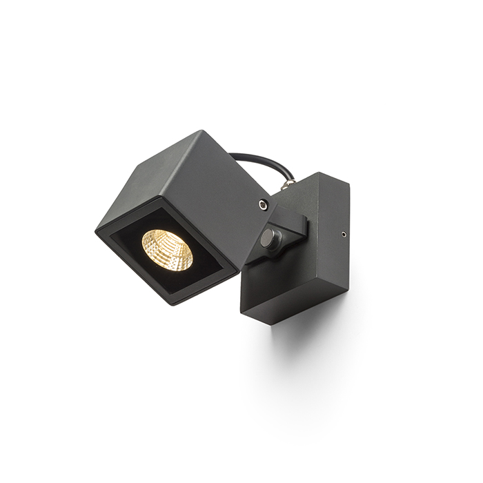 Reflector LED diode cubic exterior pentru montare pe perete, BORA de antracit 230V 6W 44° IP54 3000K