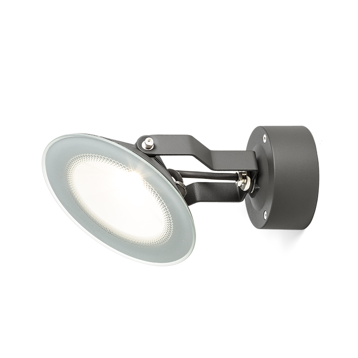 Reflector LED reglabil exterior cu capac din sticlă transparentă, pentru montare pe perete, FOX antracit 230V 9W 120° IP65 3000K