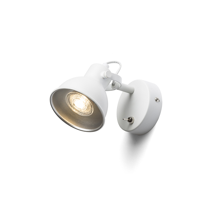 Reflector retro montat pe perete pentru sursă economică GU10, ROSITA I de alb/gri argintiu 230V LED 9W