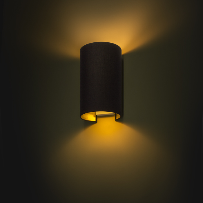 RON W 15/25 de perete poligot negru/folie aurie 230V LED E27 15W