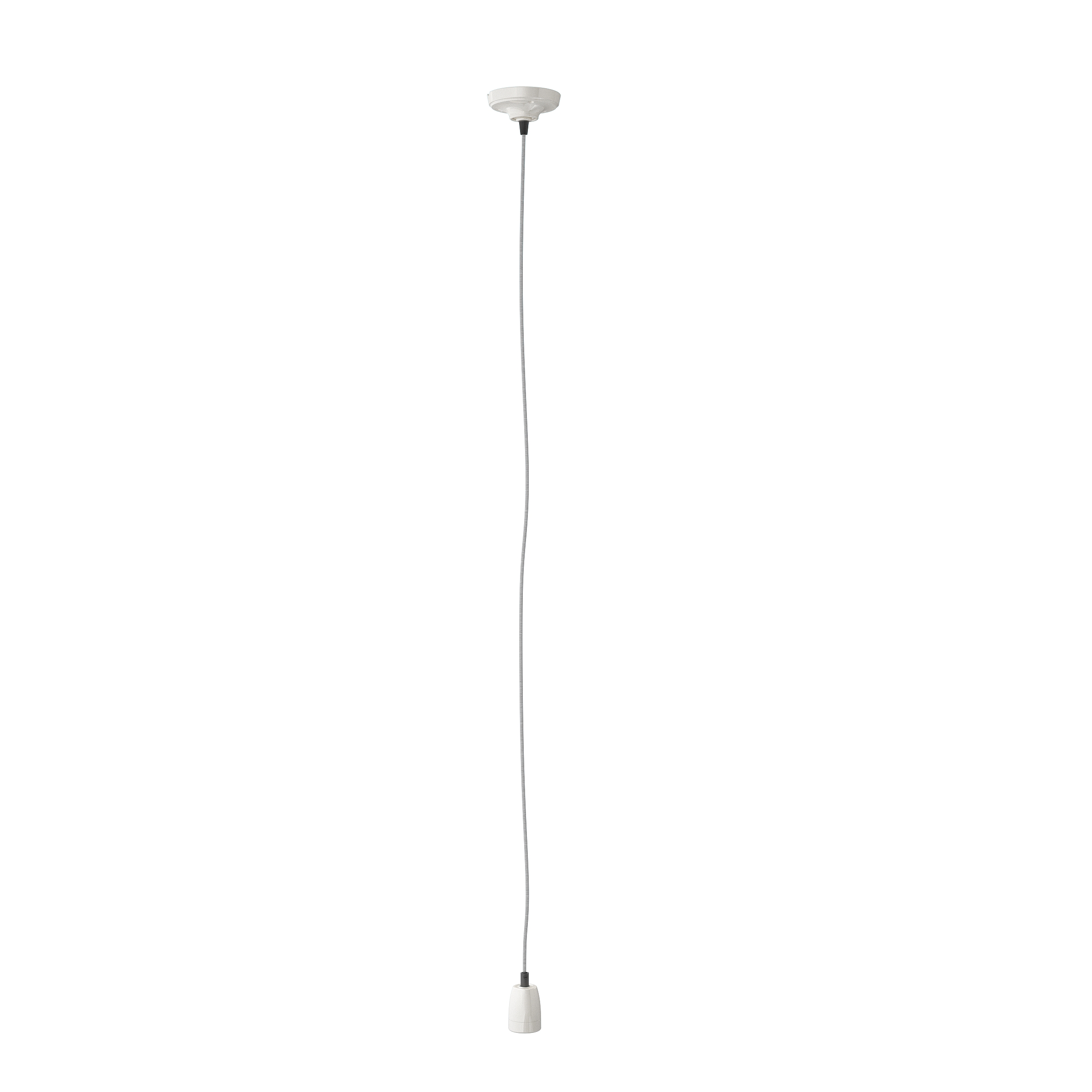 Set elegant pentru suspendare cu capac de tavan din porțelan și soclu E27 pe cablu textil, FABIO suspendat negru/alb porţelan 230V LED 15W