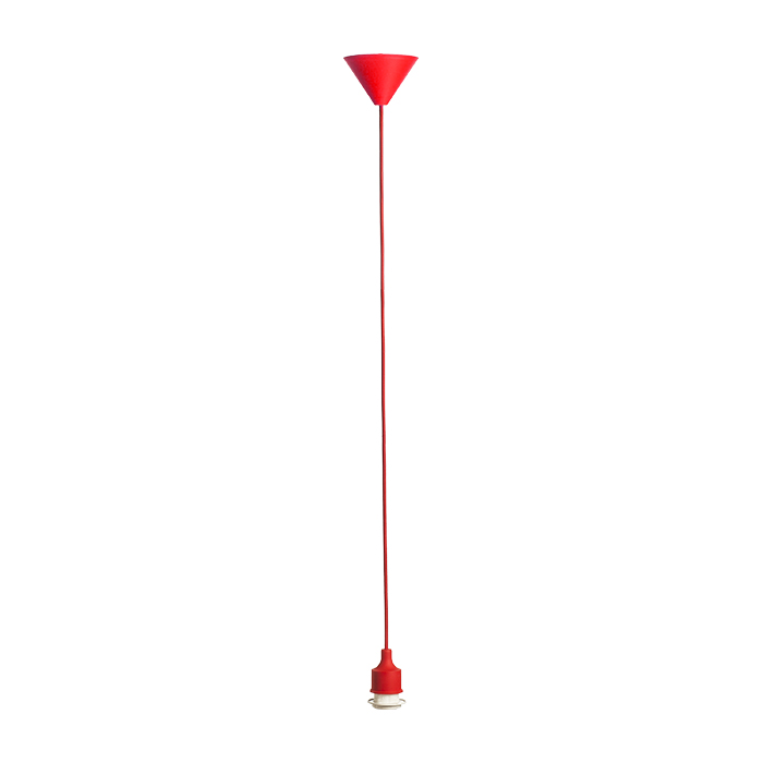 Set pentru suspendare cu cablu textil, capac de silicon cu soclu E27 și capac de tavan din plastic, LISA suspendat roşu 230V LED 15W
