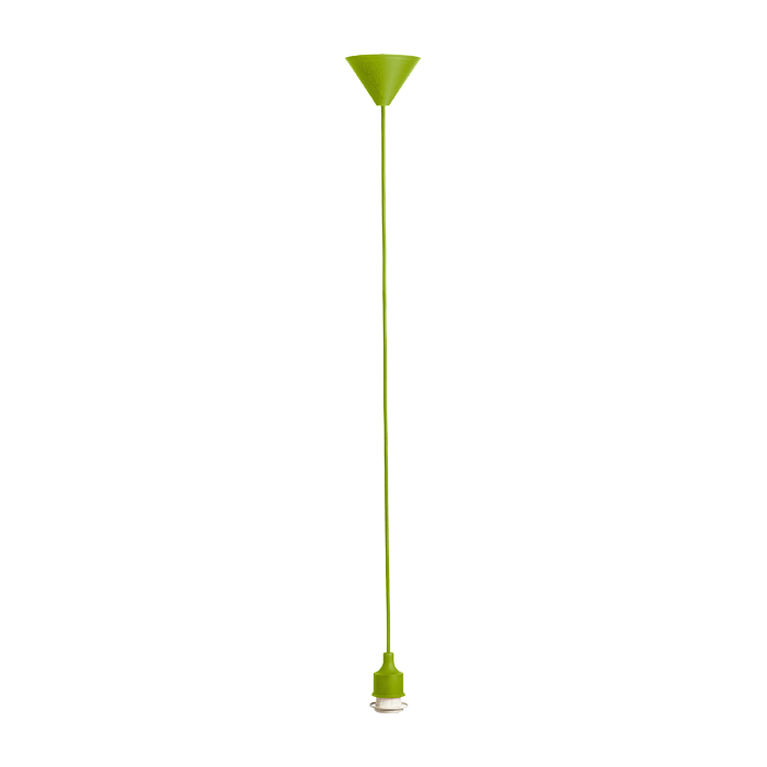 Set pentru suspendare cu cablu textil, capac de silicon cu soclu E27 și capac de tavan din plastic, LISA suspendat verde 230V LED 15W