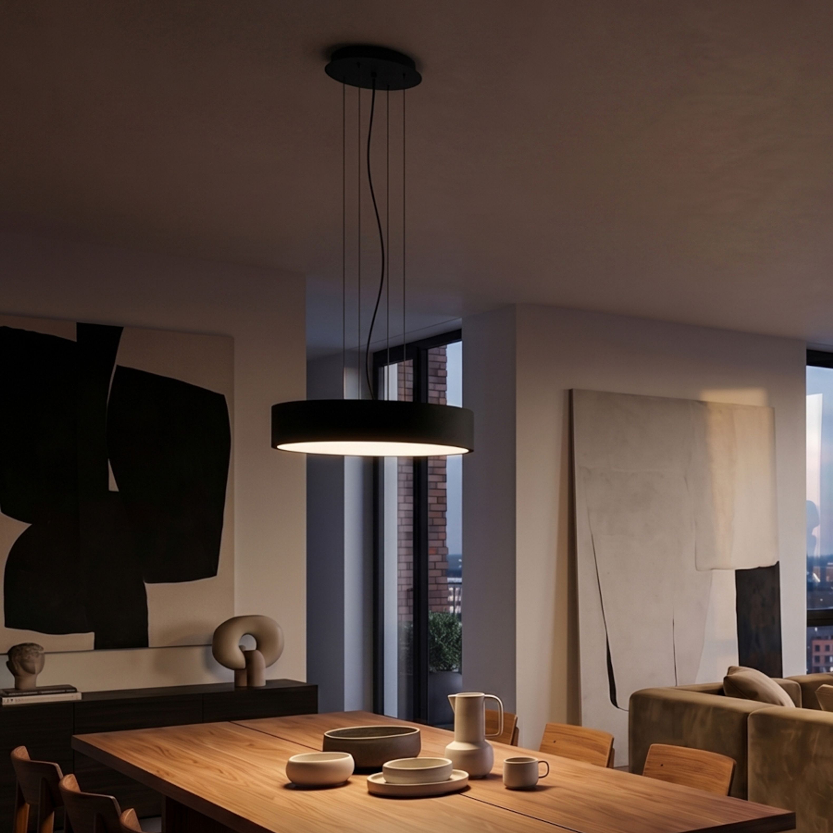 Set potrivit pentru suspensie corpurile de iluminat MEZZO cu diametru de 40 or 60 cm, MEZZO 40/60 suspendat negru 230V