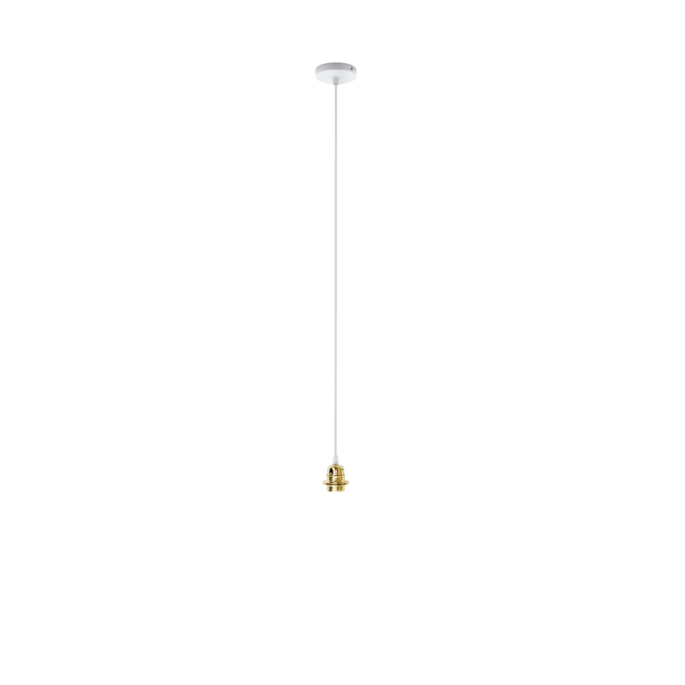 Set suspendat cu bază circulară metalică albă, cablu textil și dulie metalică E27, ELISA BA+CA+DAU 230V LED 15W