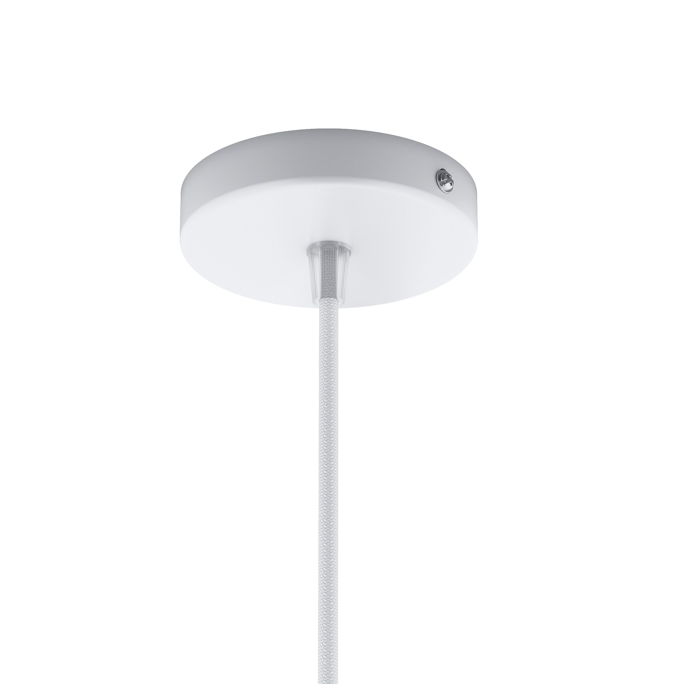Set suspendat cu bază circulară metalică albă, cablu textil și dulie metalică E27, ELISA BA+CA+DAU 230V LED 15W
