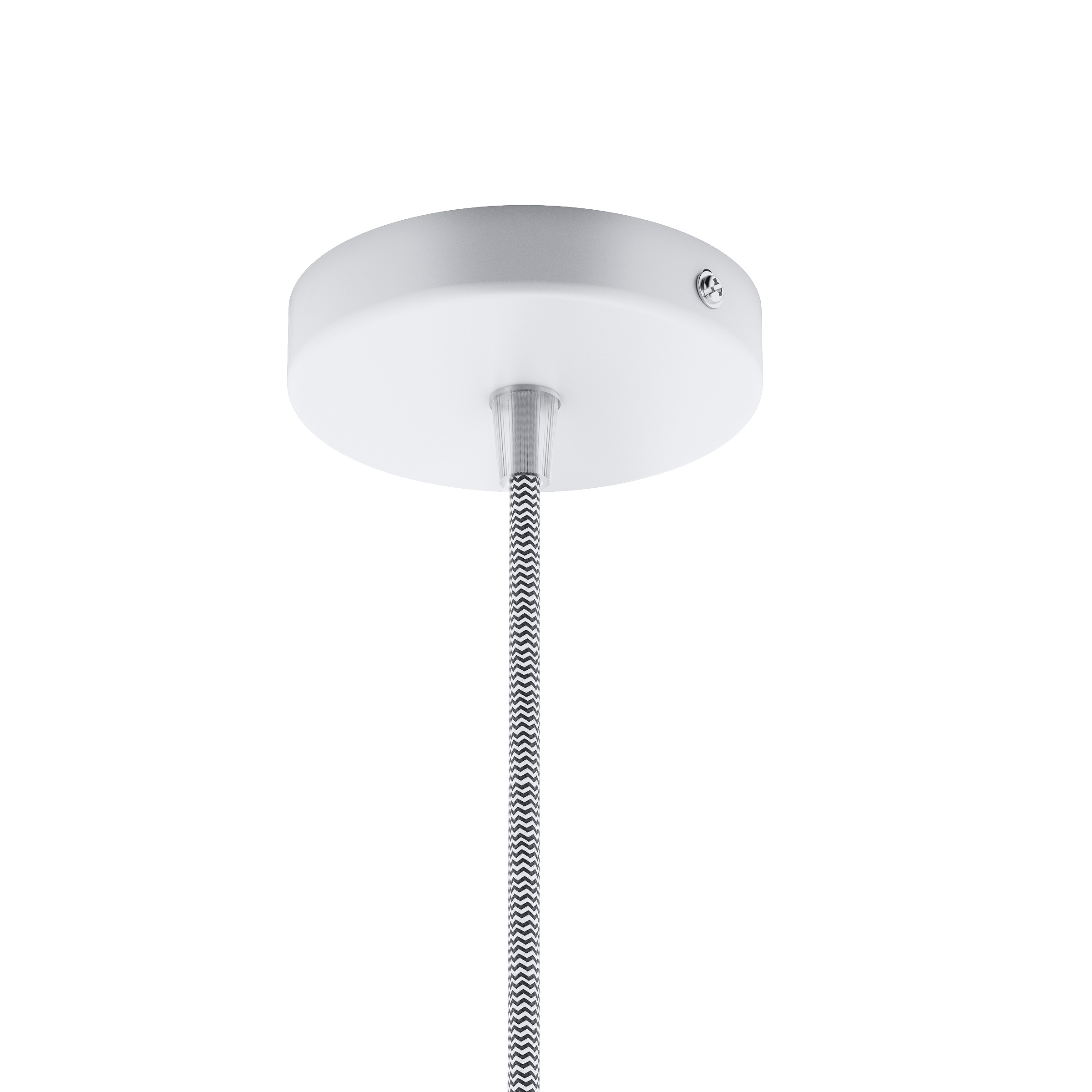 Set suspendat cu bază circulară metalică albă, cablu textil și dulie metalică E27, ELISA BA+CN/A+DCR 230V LED 15W