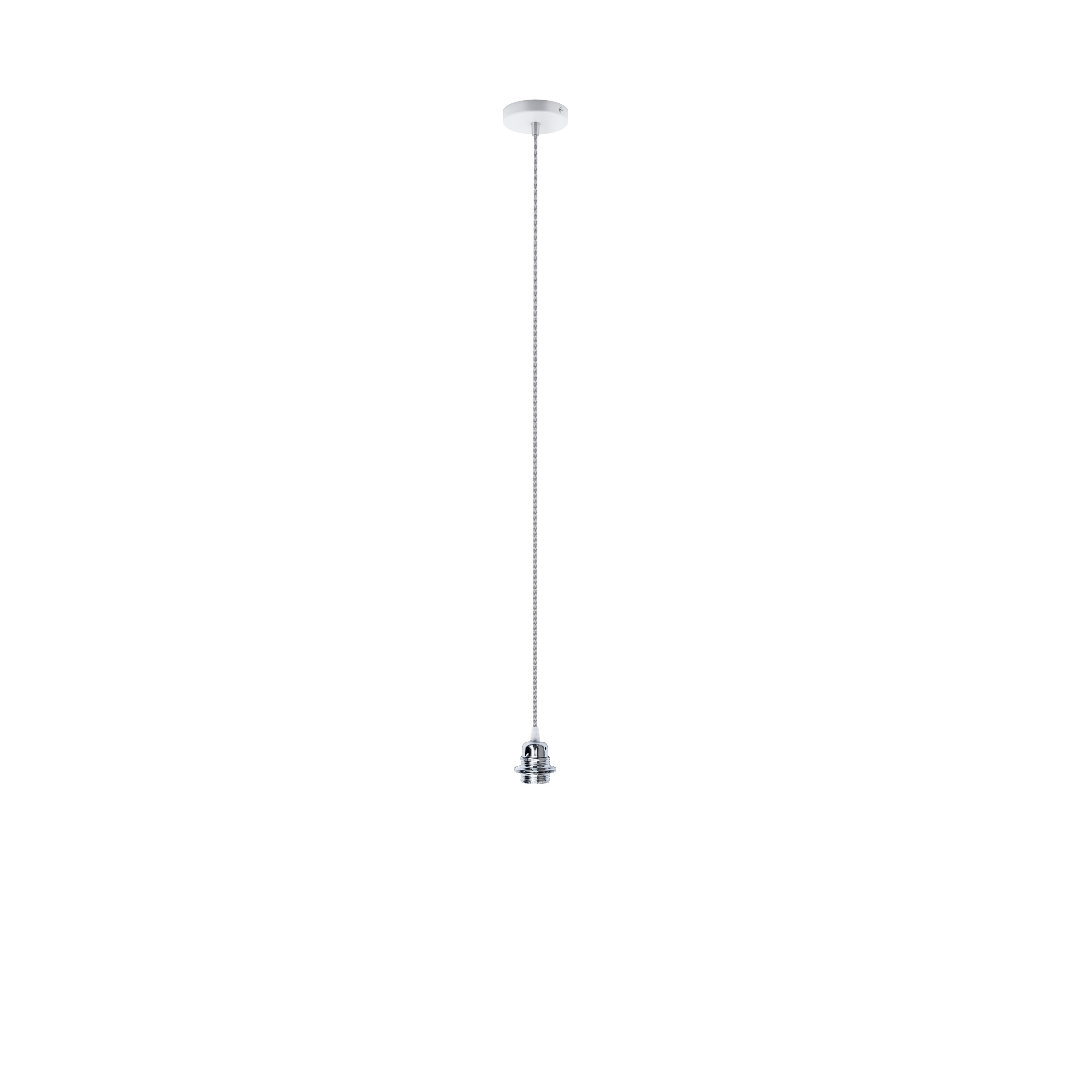Set suspendat cu bază circulară metalică albă, cablu textil și dulie metalică E27, ELISA BA+CN/A+DCR 230V LED 15W