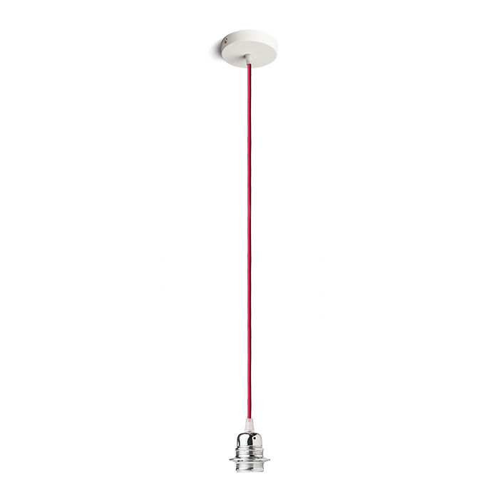 Set suspendat cu bază circulară metalică albă, cablu textil și dulie metalică E27, ELISA BA+CR+DCR 230V LED 15W