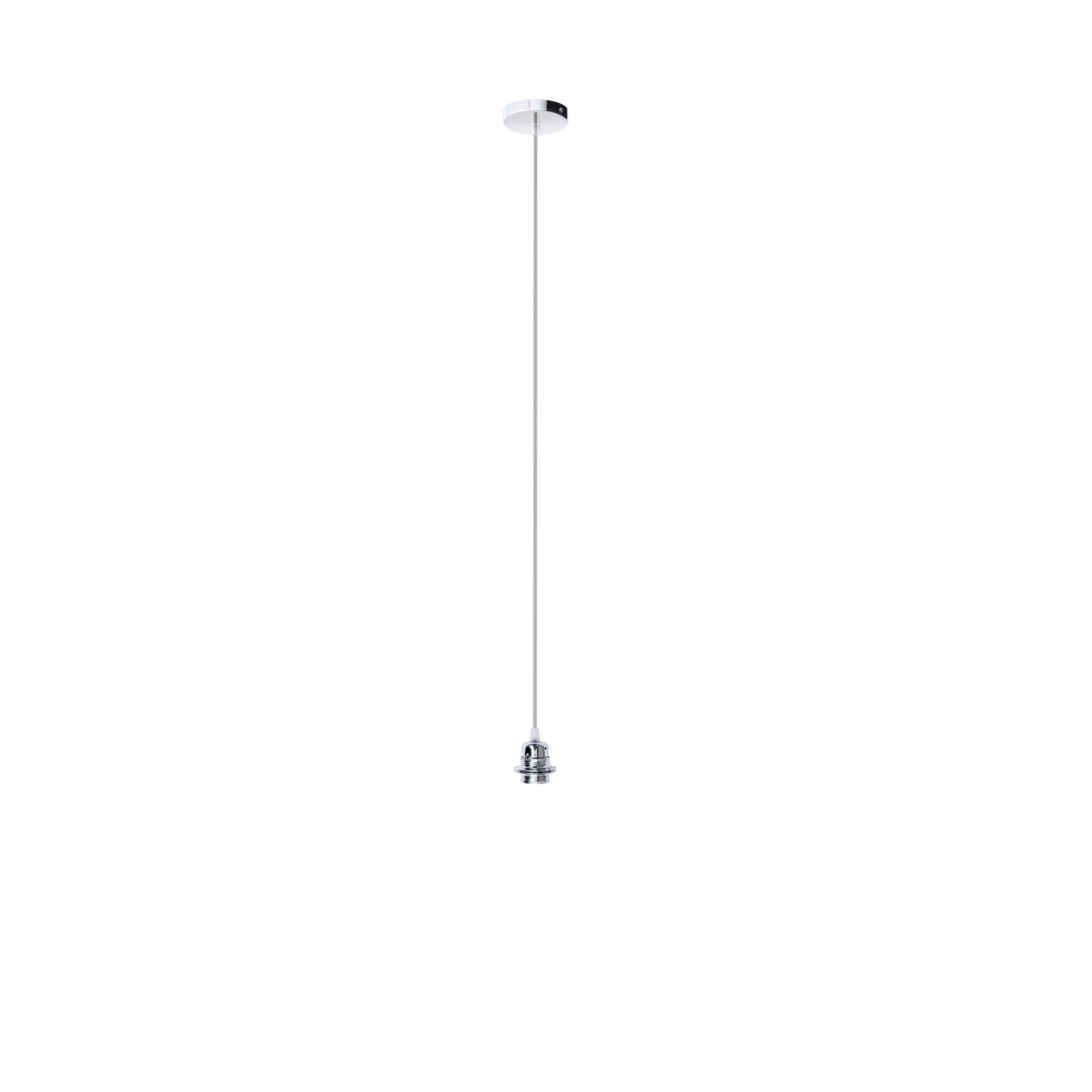 Set suspendat cu bază circulară metalică crom, cablu textil și dulie metalică E27, ELISA BC+CG+DCR 230V LED 15W