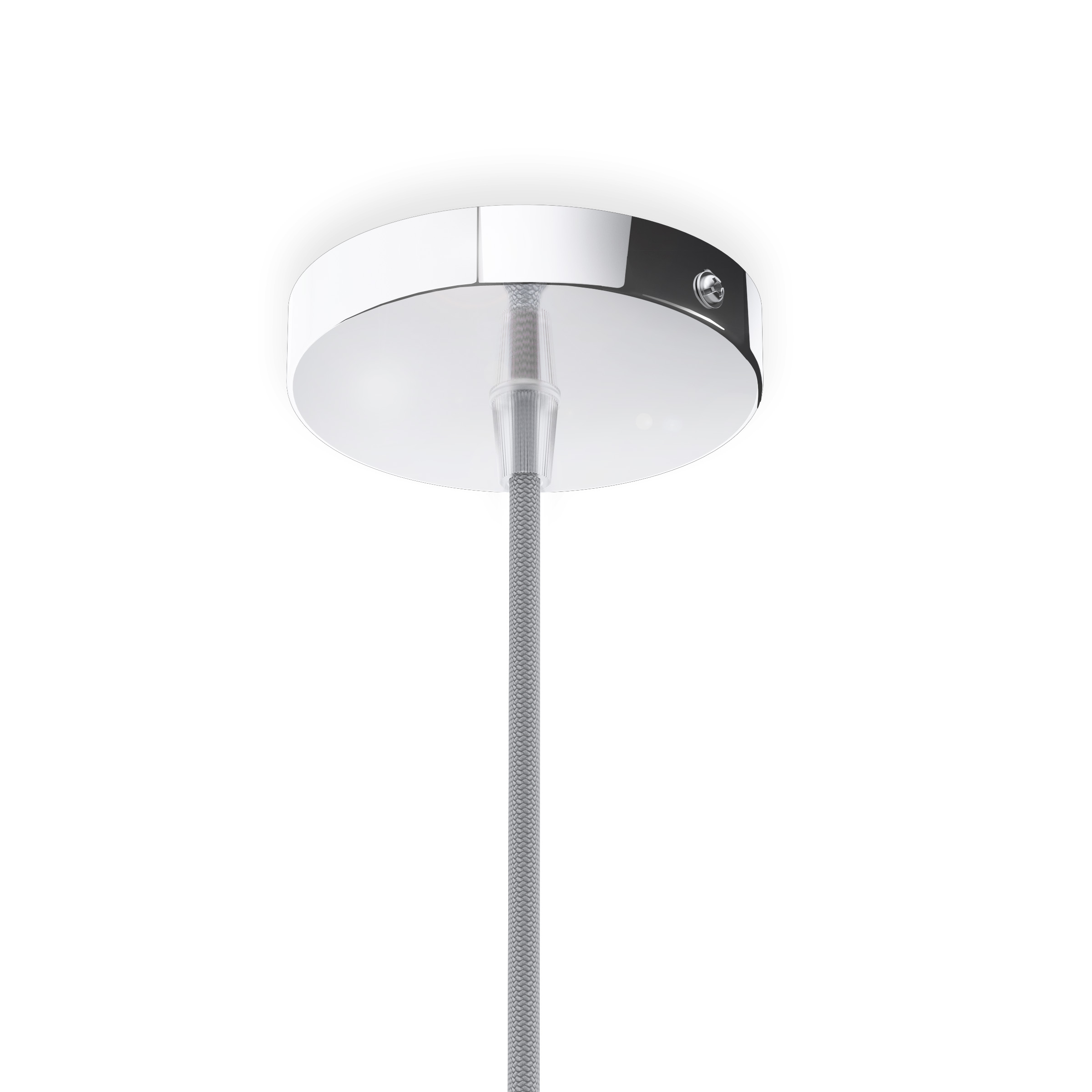Set suspendat cu bază circulară metalică crom, cablu textil și dulie metalică E27, ELISA BC+CG+DCR 230V LED 15W