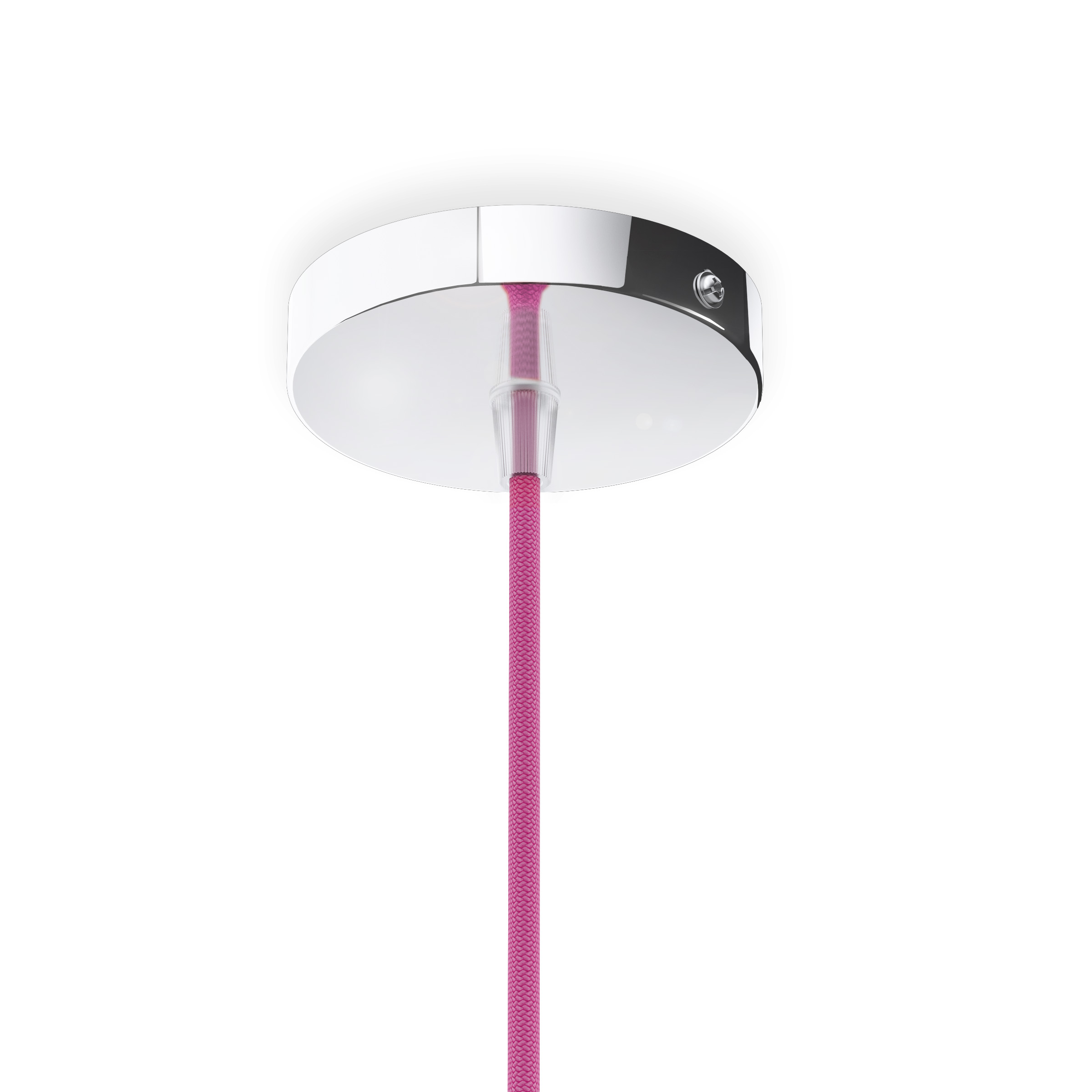 Set suspendat cu bază circulară metalică crom, cablu textil și dulie metalică E27, ELISA BC+CTV+DCR 230V LED 15W