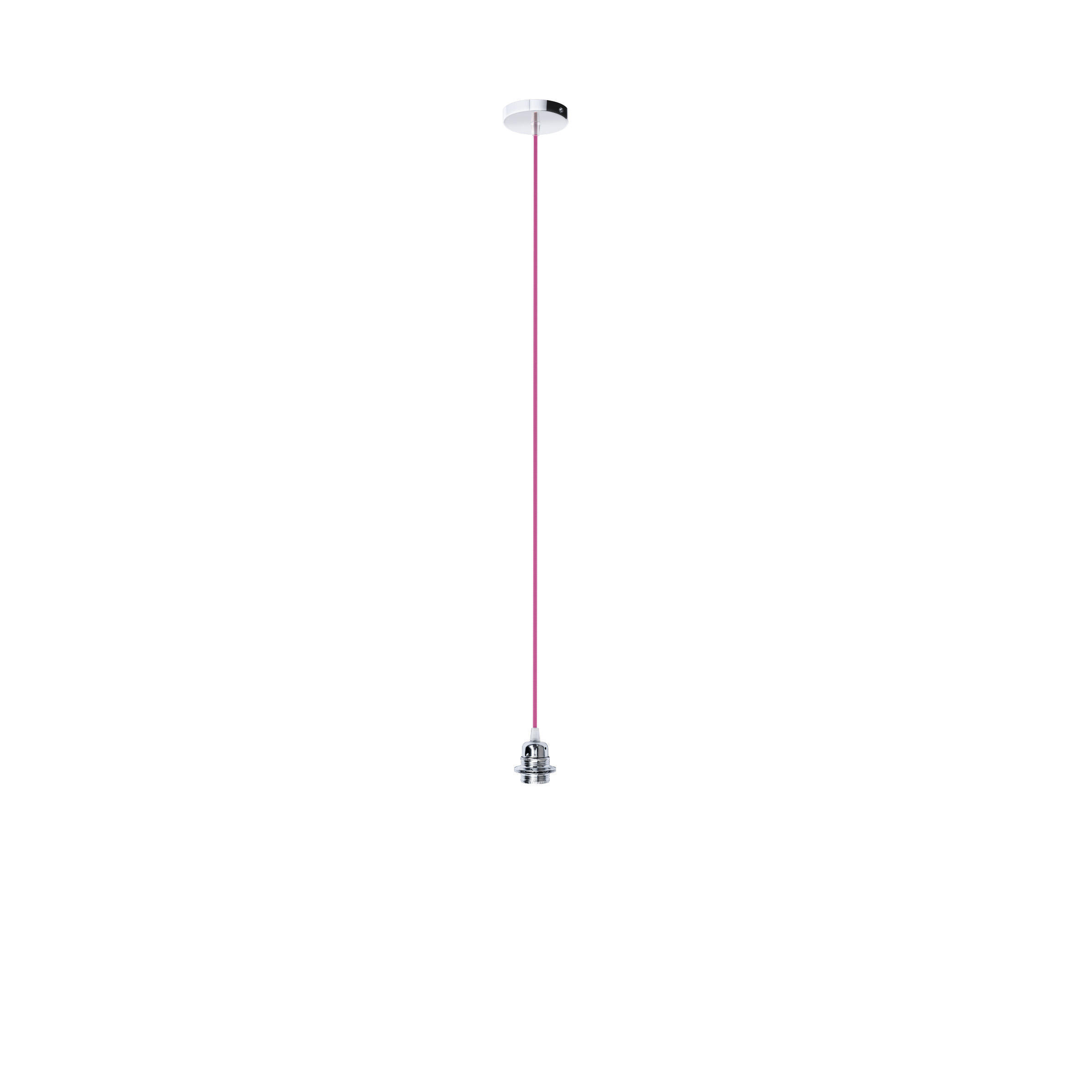 Set suspendat cu bază circulară metalică crom, cablu textil și dulie metalică E27, ELISA BC+CTV+DCR 230V LED 15W