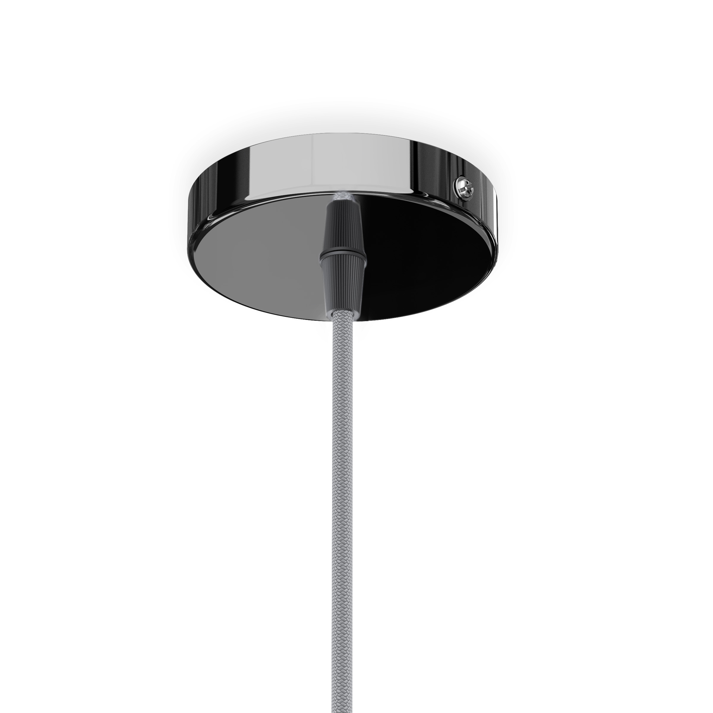 Set suspendat cu bază circulară metalică crom negru, cablu textil și dulie metalică E27, ELISA BCN+CG+DNC 230V LED 15W