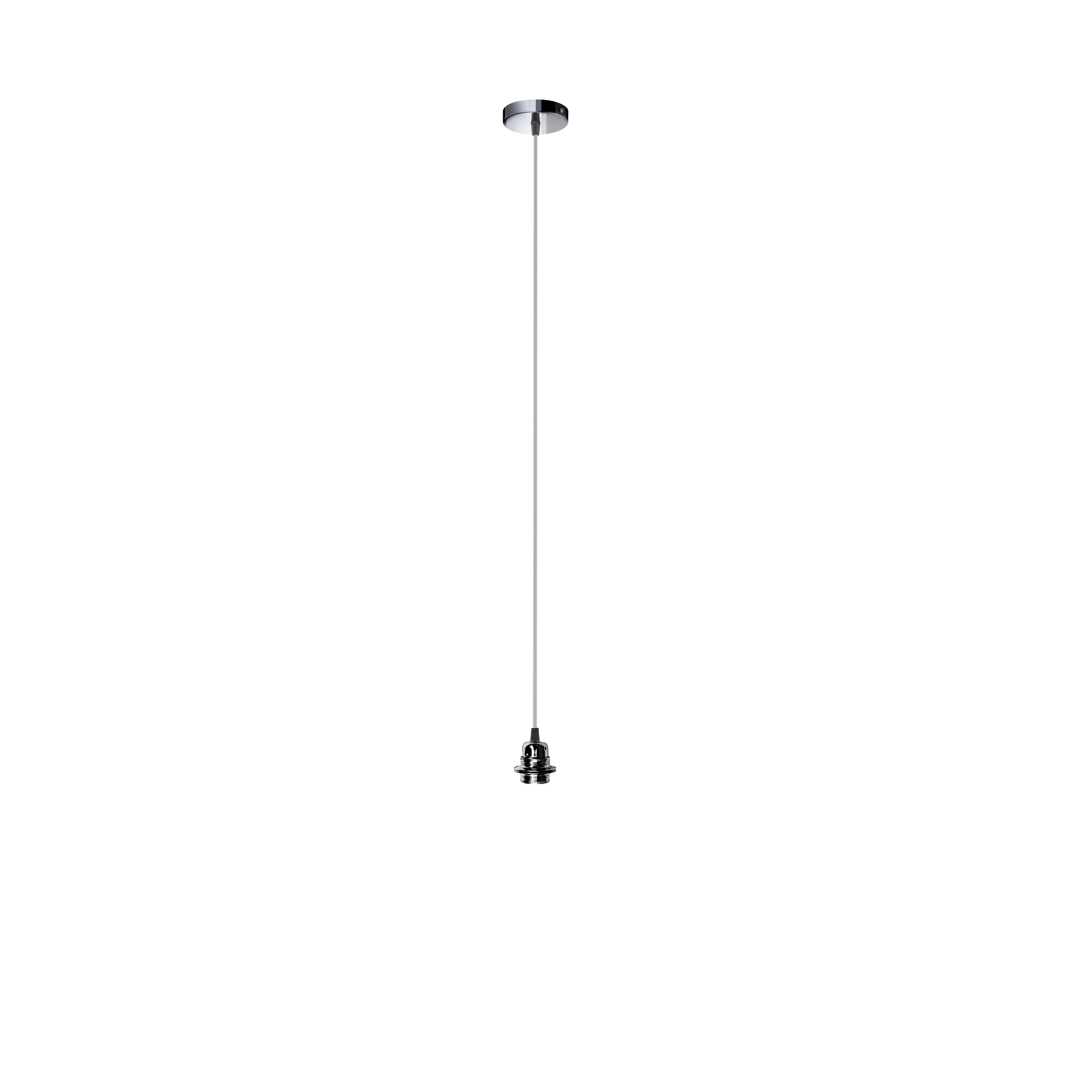Set suspendat cu bază circulară metalică crom negru, cablu textil și dulie metalică E27, ELISA BCN+CG+DNC 230V LED 15W