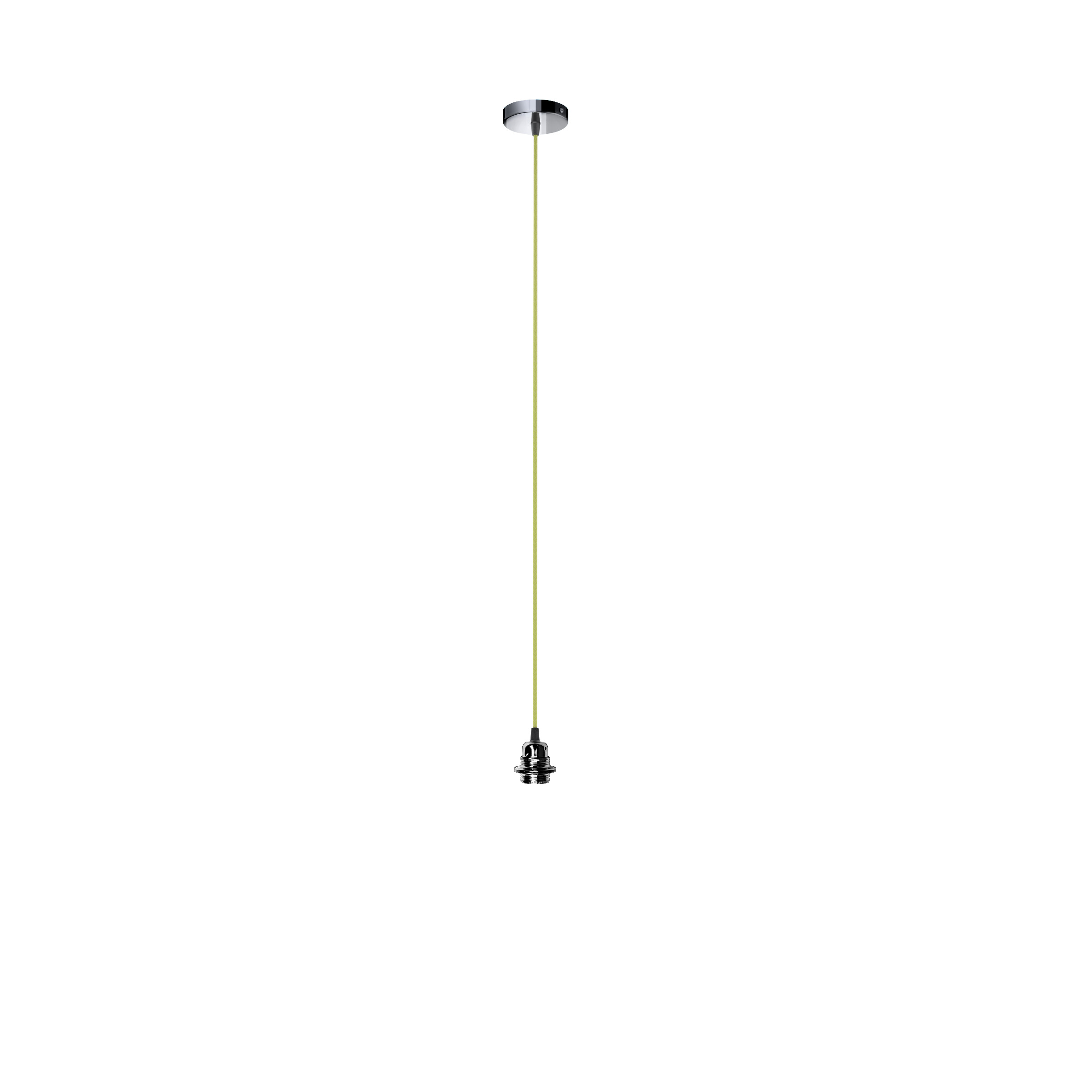 Set suspendat cu bază circulară metalică crom negru, cablu textil și dulie metalică E27, ELISA BCN+CL+DNC 230V LED 15W