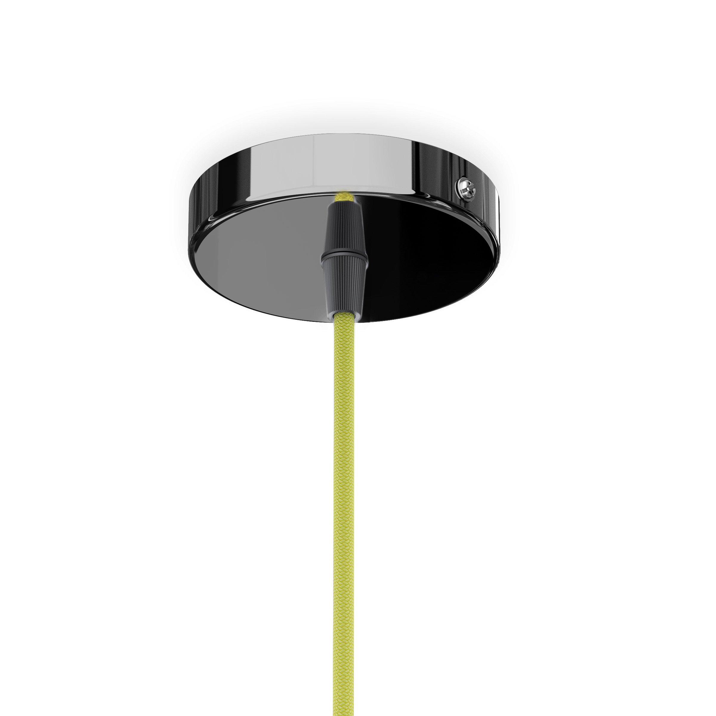 Set suspendat cu bază circulară metalică crom negru, cablu textil și dulie metalică E27, ELISA BCN+CL+DNC 230V LED 15W