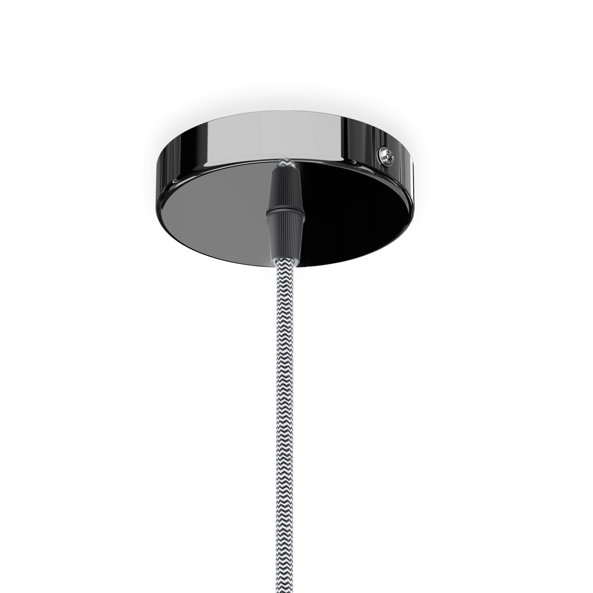 Set suspendat cu bază circulară metalică crom negru, cablu textil și dulie metalică E27, ELISA BCN+CN/A+DNC 230V LED 15W