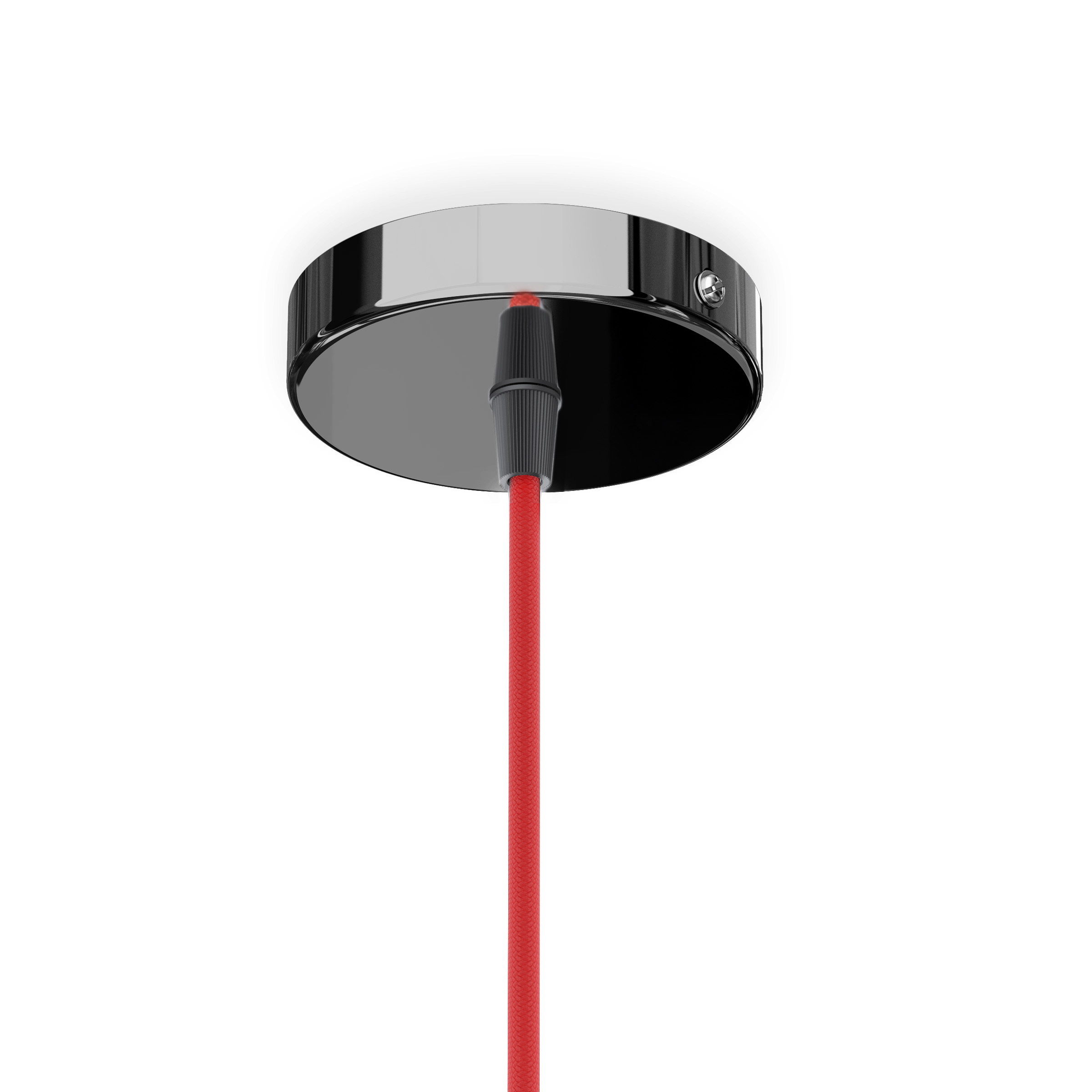 Set suspendat cu bază circulară metalică crom negru, cablu textil și dulie metalică E27, ELISA BCN+CR+DNC 230V LED 15W
