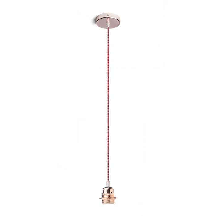 Set suspendat cu bază circulară metalică cupru, cablu textil și dulie metalică E27, ELISA BC+CR/A+DCU 230V LED 15W