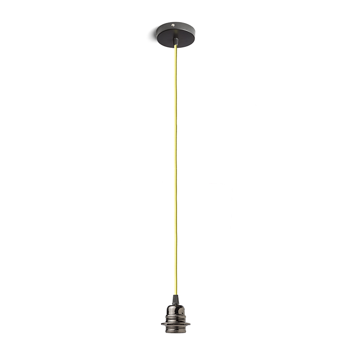 Set suspendat cu bază circulară metalică neagră, cablu textil și dulie metalică E27, ELISA BN+CL+DNC 230V LED 15W